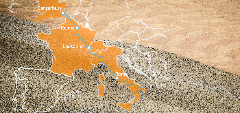 Italia vía Francígena mapa